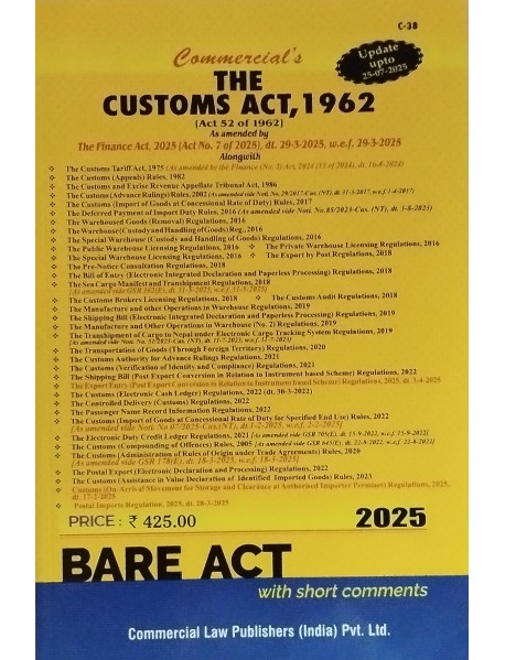THE CUSTOMS ACT 1962 Bare Act updated upto 25.07.2025