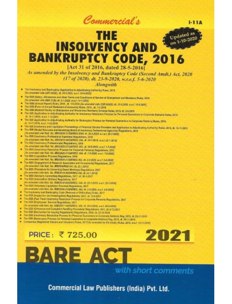 The Insolvency And Bankruptcy Code, 2016 October  2020 Edition  By Commercial Law Publisher