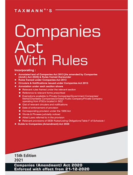 Companies Act with Rules By Taxmann 15th Edition January 2021