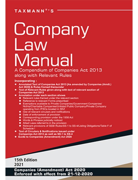 Company Law Manual by Taxmann 15th Edition January 2021  Paperback
