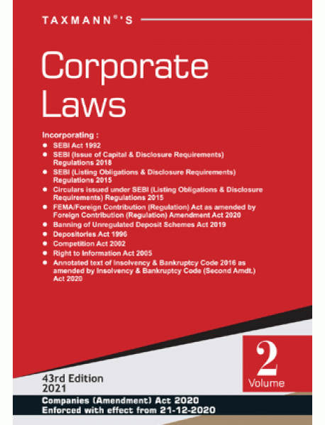 Corporate Laws (Set of 2 volumes) By Taxmann  43rd Edition January  2021