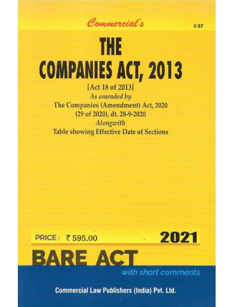 The Companies Act, 2013 October  2020 Edition By Commercial Law Publisher