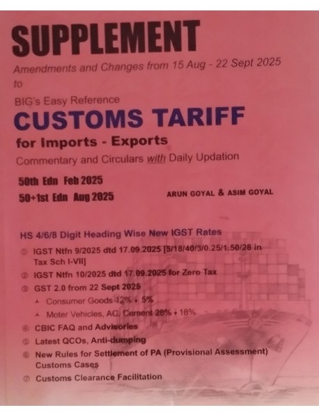 Supplement Amendments and changes from 15 Aug-22 Sept 2025 Customs Tariff